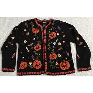 Designer Originals Studio PUMPKIN SWEATER Jack O Lantern Halloween MEDIUM